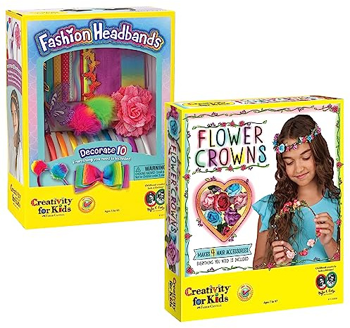 Creativity for Kids Make Your Own Fashion Headbands & Flower Crowns Set, Hair Accessories Kit, Christmas, Easter, Halloween, Party Idea, Fancy Dress Costume, Women, Men Hairbands