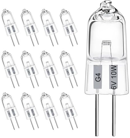 LedWekei Lampadine alogene G4, lampadina a capsula trasparente da 6 V 10 W, lampadina a capsula trasparente a 2 pin, lampadine dimmerabili a luce bianca calda 2700 K (confezione da 12)