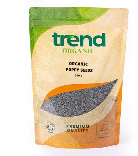 Trend Organic Poppy Seeds, 500g - Nutrient-Rich Wonder for Culinary Creativity and Family Well-Being, Rich in Protein and Fibre, Certified Organic, Vegan, Non-GMO, No Additives No Preservatives, Raw