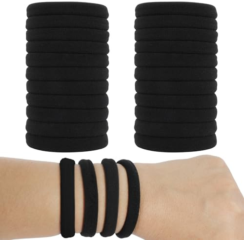 Hair Ties for Women, Black Elastic Hair Bands, 2 Inch Seamless No-Damage Hair Elastics (Black-60pcs)
