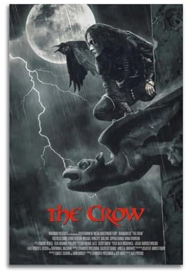 Szzmyo Póster decorativo de la película The Crow con pintura moderna y estética, lienzo para dormitorio, sala de estar, póster decorativo de 20 x 30 cm, estilo sin marco