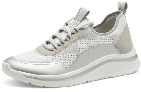 Tamaris Comfort Damen Sneaker flach mit Chunky-Sohle Vegan, Silber (Lt Grey/Silver), 40 EU