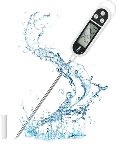 Termometro da Cucina, con Sonda Lunga Digitale lcd Termometro per Alimenti, Termometro Latte Neonati, Termometro Cucina Professionale, Adatto per Cucina, Carne, Acqua, Latte, Barbecue