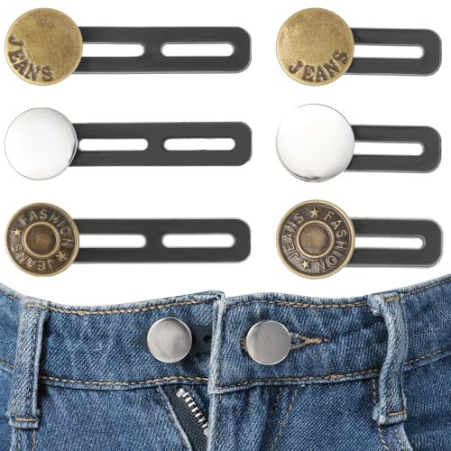 Mabor Hosenknöpfe für Jeans Verlängerung Knopf，12 Stück Hosenknopf Verlängerung Knopfverlängerung für Hosen Hosenbunderweiterung Metall Knopf Taille Extender Expander Denim Rock Umstandshosen