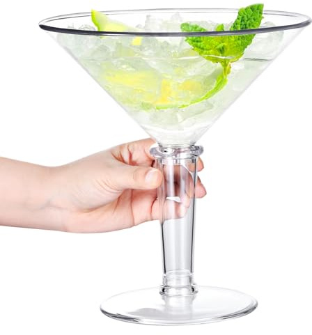 SAIAOKJ Bicchiere da martini gigante da 1360 g, in plastica trasparente, extra large, perfetto per feste e intrattenimento domestico (1 pezzo)