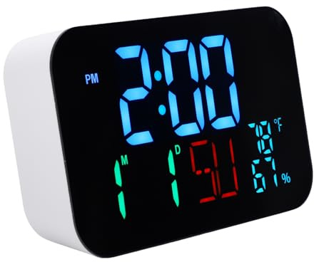 Greensen WiFi Smartklocka, Termometer Fuktmätare med Stort LED-display 120° Breda Betraktningsvinkel för Hemma Kontor Sovrum Växthus (Vitt skal- blått ljus)
