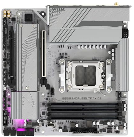 Cartes mères Fit for GIGABYTE B650M AORUS Elite AX Ice Micro-ATX AMD B650 DDR5 192 Go 8000 MHz (OC) M.2 Wi-FI 6E Socket AM5