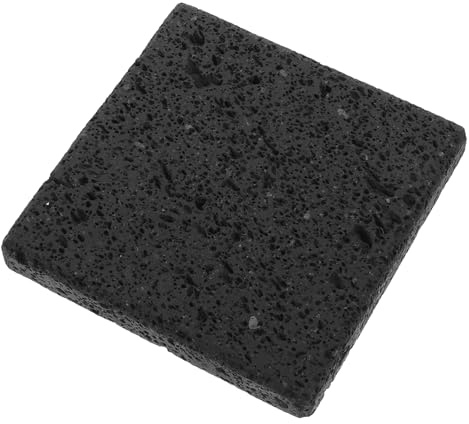 VICASKY Pierre Volcanique Naturelle pour Griller 10x10x1,5 Cm, Poêle en Pierre Volcanique Grise, Plaque de Cuisson Coréenne pour Barbecue Intérieur et Cuisson Saine des Légumes