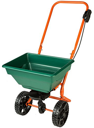 tectake® Carrello con Ruote Portatutto, Carrello Spargitore Serbatoio 25L, Carriola da Giardino Ideale per Semi, Concime, Sale Antigelo, Perfetto per Manutenzione Invernale e Giardinaggio - Verde