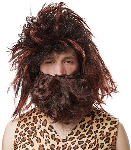 dressforfun Herrenperücke Steinzeitmensch | Coole Perücke und Bart | Macht jedes Steinzeitmenschenkostüm perfekt