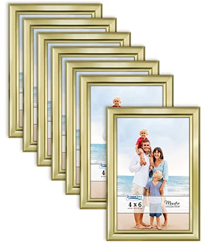Icona Bay 4x6 Picture Frames Set (Gold, 12 Pack), Classy Contemporary Style, Maestro Collection
