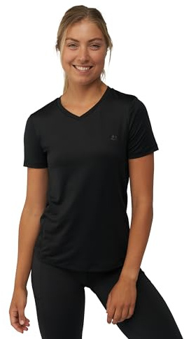 DANISH ENDURANCE Maglietta per Fitness e Palestra, T-Shirt Sportiva in Materiali Sostenibili, Quick Dry, Traspirante e Leggera, da Donna, Nero, L