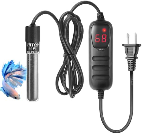 HITOP Mini Submersible Aquarium Heater -50W Digital Heater for Fish Tank Turtle Tank, for Saltwater and Fresh Water with Temperature Controller