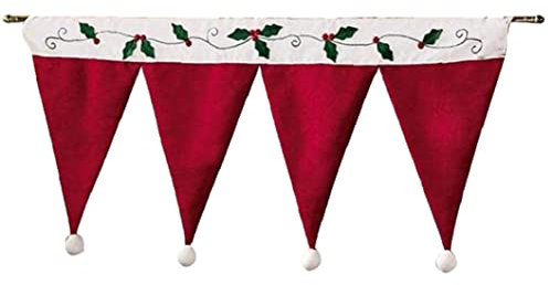 Tende natalizie mantovane per finestra, decorazione natalizia rossa, 90 x 42 cm, per cucina, festa di Natale, striscioni natalizi