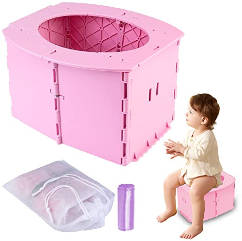 Orinal para viajes – Asiento de inodoro plegable para niños, orinal para niños, inodoro infantil con bolsillos, inodoro para viajes, coche, camping