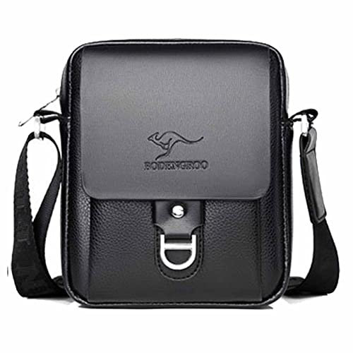 Pawleso Ledertasche Herren, Männer Umhängetasche Schultertasche, Herren Tasche Leder für Tablet, Unitasche Bürotasche, Vintage Messenger Bag (Schwarz)