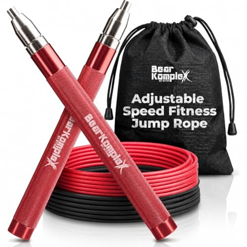 Bear KompleX Speed Jump Rope, Professional Size, Red Color, Tangle-Free