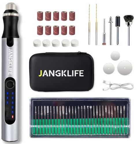 JANGKLIFE USB Rechargeable Portable Electric Micro-Sanding Pen, 3.7V 3-Speed Adjustable, Suitable for Grinding, polishing, Drilling, Engraving, DIY Crafts, E-108
