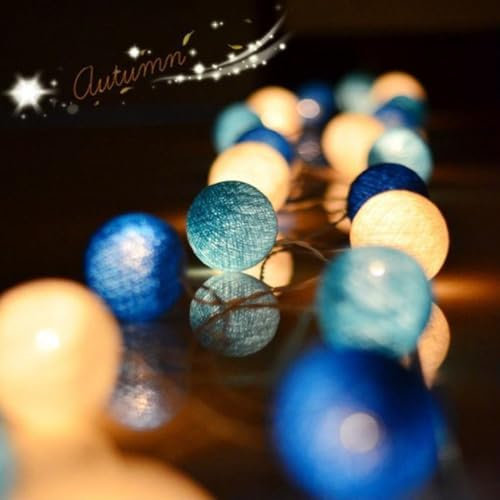 HOTUT Baumwollkugeln Lichterkette, 3,3 m Cotton Ball Lichterkette, 20 LED Kugeln Lichterkette Batterie, bunte Kugel Lichterkette für Kinderzimmer Schlafzimmer Weihnachten Hochzeit Party