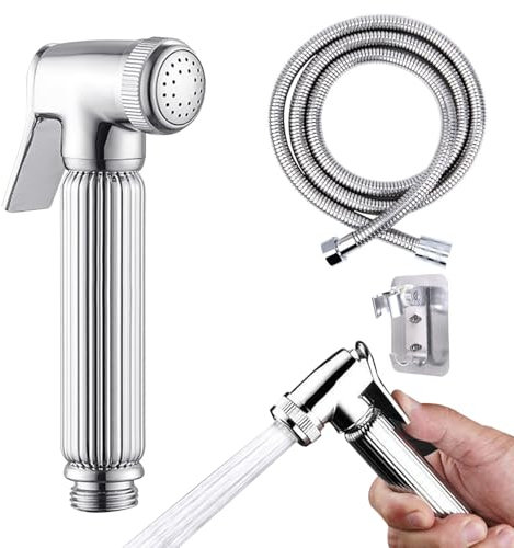 Grifo Bidet de Acero Inoxidable para WC, Ducha Higiénica, 150cm, Plateado