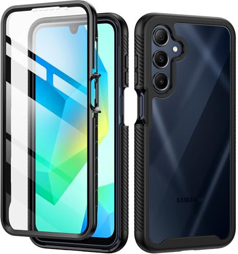 seacosmo for Samsung A16 Case, Samsung A26 Cases with Screen Protector Full Body Shockproof Protection Armour Cover Slim Fit Bumper Protective Phone Case for Samsung Galaxy A16/A26 4G/5G- Black/Clear