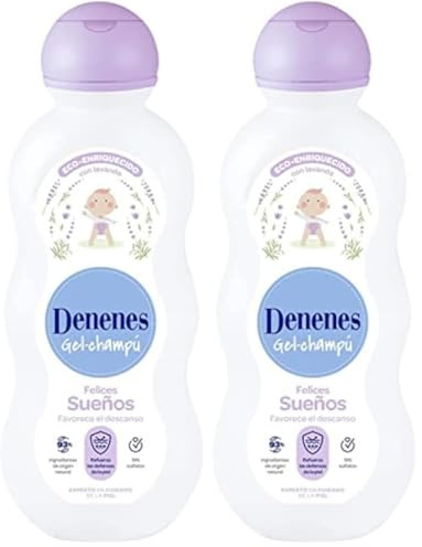 Denenes Felices Sueños - Gel Champú Eco-Enriquecida con Lavanda y 93% de Ingredientes de Origen Natural, Relajación y Cuidado Durante el Baño - 600 ml (Paquete de 2)