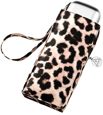 Fulton Tiny Umbrella, Classic Leopard Print, Ultra Compact, Lightweight Wind Resistant Frame