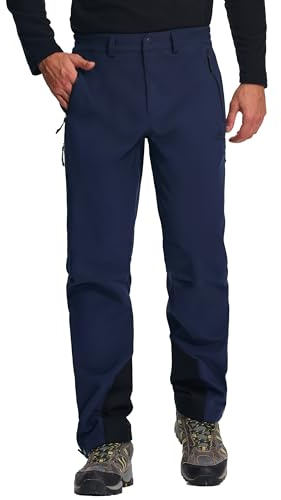 Pioneer Camp Pantaloni softshell da uomo, invernali, impermeabili, antivento, caldi, per escursioni, trekking e attività all'aperto, blu navy, L