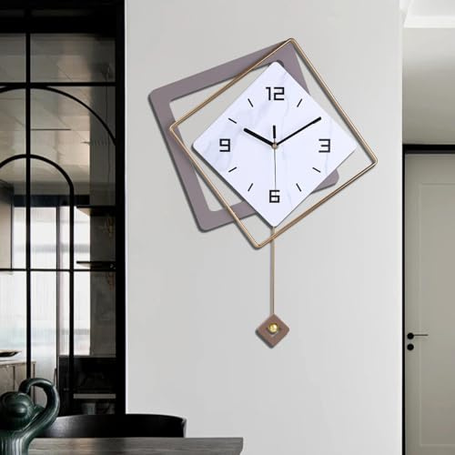 Gilacco Wanduhr mit Pendel, leise, hochwertig, batteriebetrieben, moderne große Wanduhren für Wohnzimmer, Küche, Zuhause, Badezimmer, Schlafzimmer, Wanddekoration, 40,6 x 54 cm (Golden)