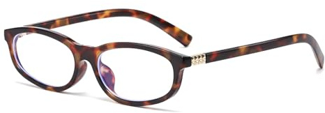 LJCZKA Oval Blue Light Blocking Glasses Women Cat Eye Computer Glasses Anti Eyestrain Small Narrow Trendy Shades 90s for Reading Texting Gaming