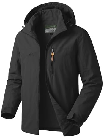Muwodkdn Veste Coupe Vent Homme en Softshell Extérieur avec Capuche Noir M