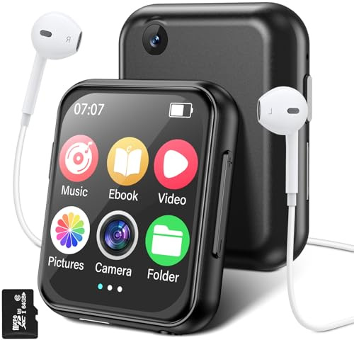 OGVDOE 64GB Reproductor MP3 con HD Cámara, Reproductor de Música con Bluetooth 5.4, Altavoz HD Integrado, Sonido HiFi, Radio FM