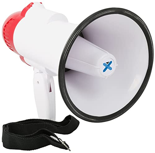 VONYX MEG020 - Megafono compatto 20 W, ideale per eventi e partite sportive - Fino a 700 metri, funzioni di registrazione e sirena, maniglia con cinghia, regolazione del volume