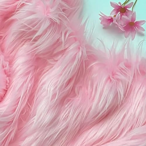 Bianna Pastel Baby Pink Luxury Faux Fur Fabric, by The Yard, American Seller, Shag Shaggy Material for Crafting, Sewing, Costumes, Fursuits, Home Decor (12x12 inches)