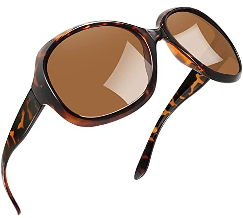 Joopin Lunettes de Soleil Femme Polarisées Classique Grand Cadre Léopard