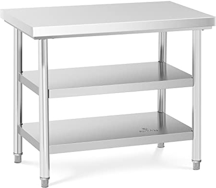 Royal Catering RCWT-100X60-3L-E rostfritt stål Gastro arbetsbord 100x60cm 500kg (3 nivåer, 25 cm hög, 4,8 cm)