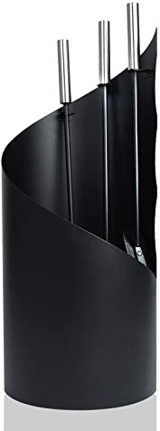 NAIZY Ensemble de 4 Pièces d'Outils de Cheminée en Acier Inoxydable avec Revêtement et Pare-vent pour Cuisine et Séjour à Domicile, Noir (Type B)