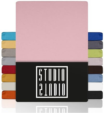 STUDIO Basic Spannbettlaken 90x200 cm Doppelpack – Jersey-Spannbetttuch aus 100 % gekämmter Baumwolle – Puder – Öko-Tex Zertifiziert, bügelfrei & elastisch – für Matratzen 15–25 cm