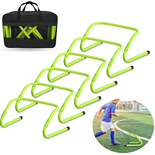 SUBTLETY Speed & Agility Training Hürden 6er Set Koordinationshürden Hürdensatz Höhenverstellbar Fußball Hürden Set Fussball Trainingszubehör Multi-Sport Trainingshilfe für Athlet Kinder (Grün)