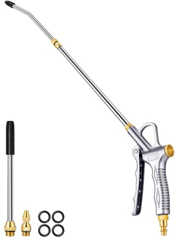 JASTIND Upgrade Air Blow Gun with Adjustable Air Blower Nozzle, Up to 27 Inches Extension with 4.9 Inches Steel Air Flow Nozzle, High Volume Pneumatic Dust Clean Tool for Air Compressor Accessory