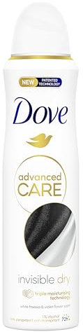 Dove Deodorante Spray Advanced Care Invisible Dry, con Formula Idratante e Delicata sulla Pelle, Formula Anti-macchia, Pelle Asciutta Fino a 72 Ore, Deodorante Uomo e Donna, 150ml