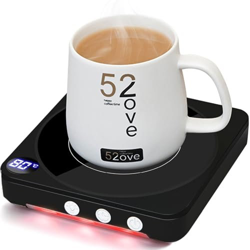 MQFORU Scaldatazze, Scalda Caffè da Tavolo con Display Della Temperatura, Spegnimento Automatico 2-12H, Scalda Candele Intelligente, Scalda Bevande con il Miglior Sapore di Caffè