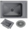 GRANITAN Lavandino da Esterno per Garage Lavanderia e Officina - Lavatoio per Installazione Interna ed Esterna - Lavello da Lavoro Universale - 58x38x26,7 cm - Grigio