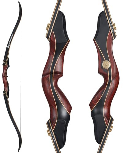 60 Zoll Takedown Profi Recurvebogen Holzbogengriff Recurvebogen Jagdbogen 45 lbs für Anfänger bis Fortgeschrittene Erwachsene Rechte Hand (45 lbs)