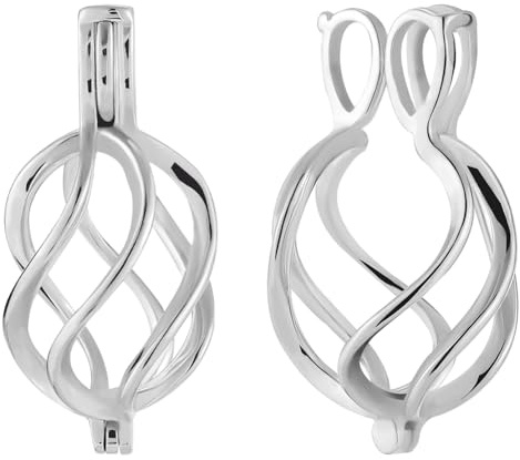 Beebeecraft Cage Pendant Charms Hollow Ball Charm Rhodium Plated 925 Sterling Silver Irregular Openable Blank Bead Pendants Necklace Findings for Jewelry Making Necklace Supplies DIY Crafts