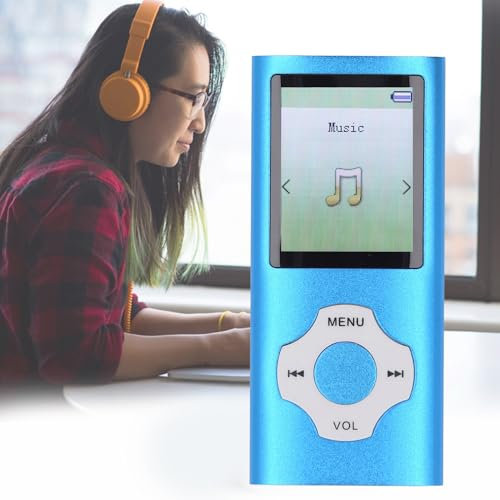 MP3 MP4 Player with Bluetooth 5, 1.8in LCD Screen Music Player, with Voice Record EBook Reader Photo Viewer,Supports Expanded Up to 128GB, MP3 Player for Kids (Blue)