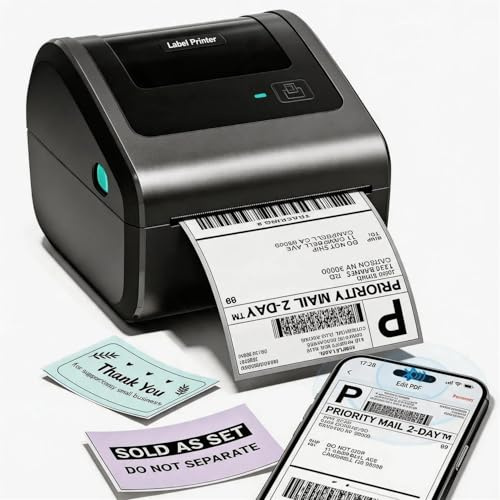 Phomemo Bluetooth Shipping Label Printer 4x6, D450BT Thermal Label Printer, Label Printers for Postage Package, Address, Logo, Lightweight Thermal Printer Compatible with Etsy, Amazon, Shopify, Vinted