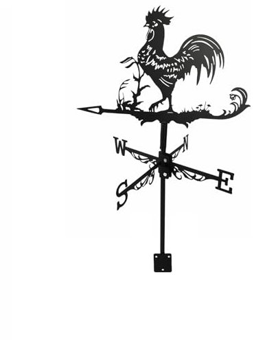 Kit de soporte de techo con forma de gallo para decoración de jardín, adorno de metal al aire libre y muebles para el hogar, indicador creativo de viento, 12.6 x 10.2 pulgadas