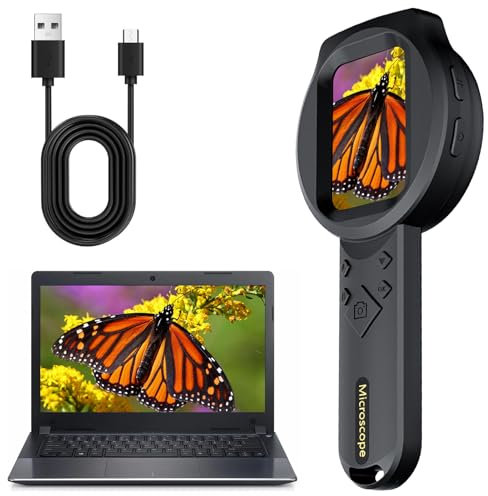 Handheld Digital Microscope, 2,8 IPS Bildschirm 500X Mikroskop Digital Mikroskop Handy digitaler mikroskop mit 15 Einstellbaren LED Lights Drahtlose Handheld Microscope für Handy PC TV
