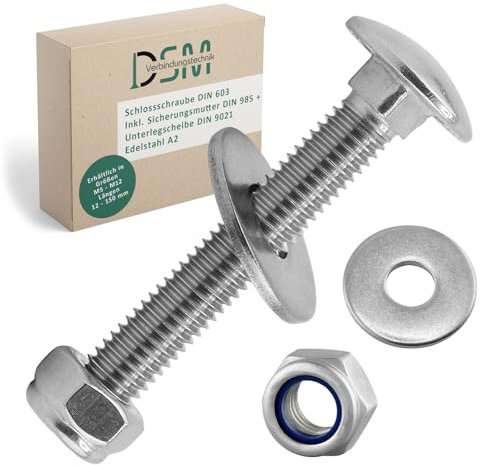 DSM – låsskruvar M10 x 80 mm SET DIN 603 – 2 stycken rostfritt stål A2